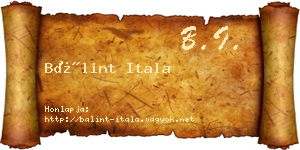 Bálint Itala névjegykártya
